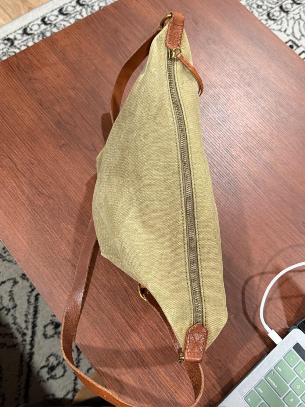 Madewell - The Canvas Sling Bag Leather Strap Olive Green Minimalist - Picture 7 of 11